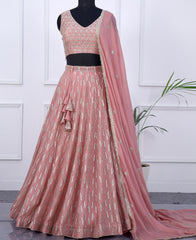 Baby Pink Semi-Stitched Lehenga Choli Featuring Sequin Embroidery