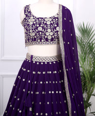 Royal Blue Georgette Lehenga Choli with Sparkling Sequins Work