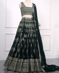 Designer Dark Green Lehenga Choli with Sequins Work