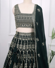 Designer Dark Green Lehenga Choli with Sequins Work