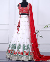 White Sequin and Thread-Work Embellished Lehenga Choli