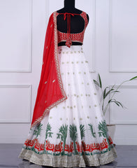 White Sequin and Thread-Work Embellished Lehenga Choli