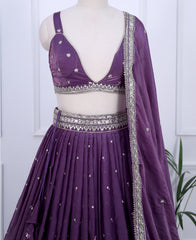Dusky Purple Semi-Stitched Lehenga Choli Featuring Sequin Work
