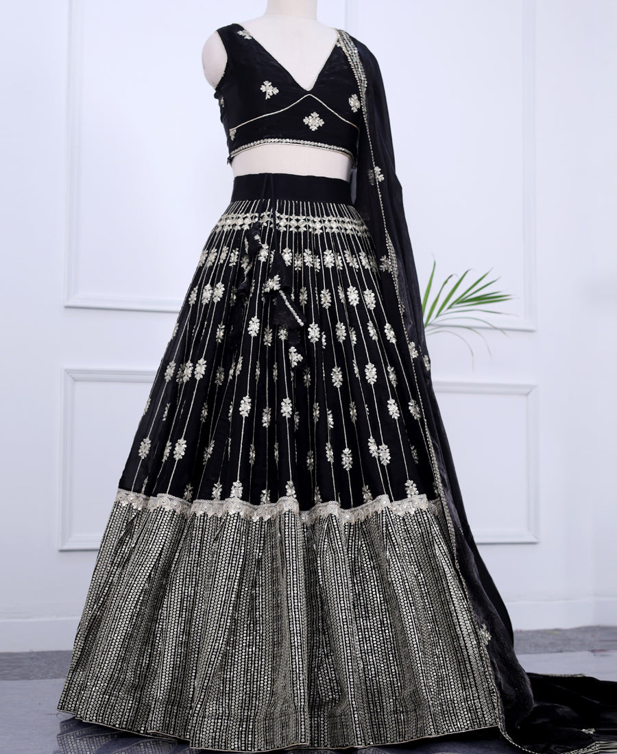 Black Embellished Lehenga Choli Featuring Sequin Work