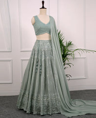 Jungle Mist Georgette Lehenga Choli with Sequins Work
