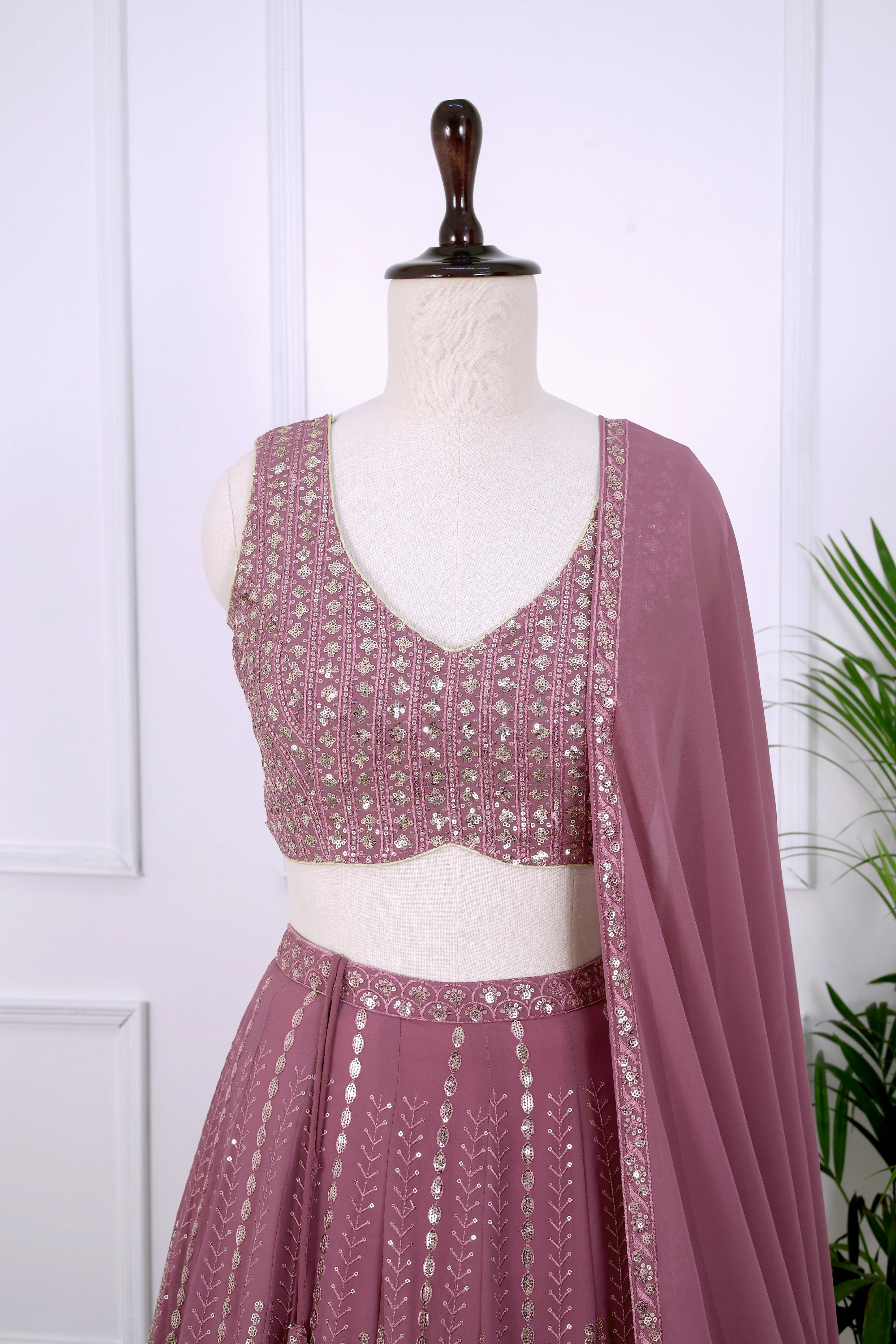 Trendy Pink Lehenga Choli with Shimmering Sequins Work