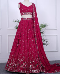 Mulberry Lehenga Choli with Sequins & Multi-Thread Embroidery for Celebrations