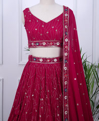 Mulberry Lehenga Choli with Sequins & Multi-Thread Embroidery for Celebrations
