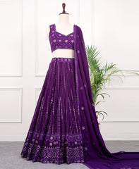 Elegant Blue Sequins-Embellished Georgette Lehenga Choli