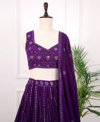 Elegant Blue Sequins-Embellished Georgette Lehenga Choli