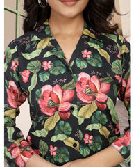 Beautiful Dark Green Color Floral Printed Co-Ord Set