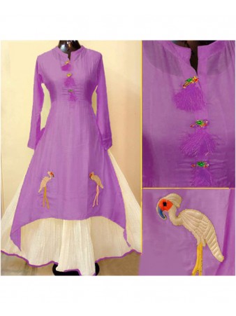 Rimzim Enterprise - Pretty Purple Chanderi Cotton Designer Kurti