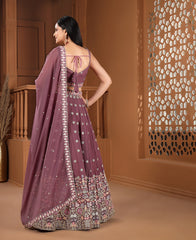 Dusky Rose Georgette Sequins Work Semi-stiched Lehenga Choli