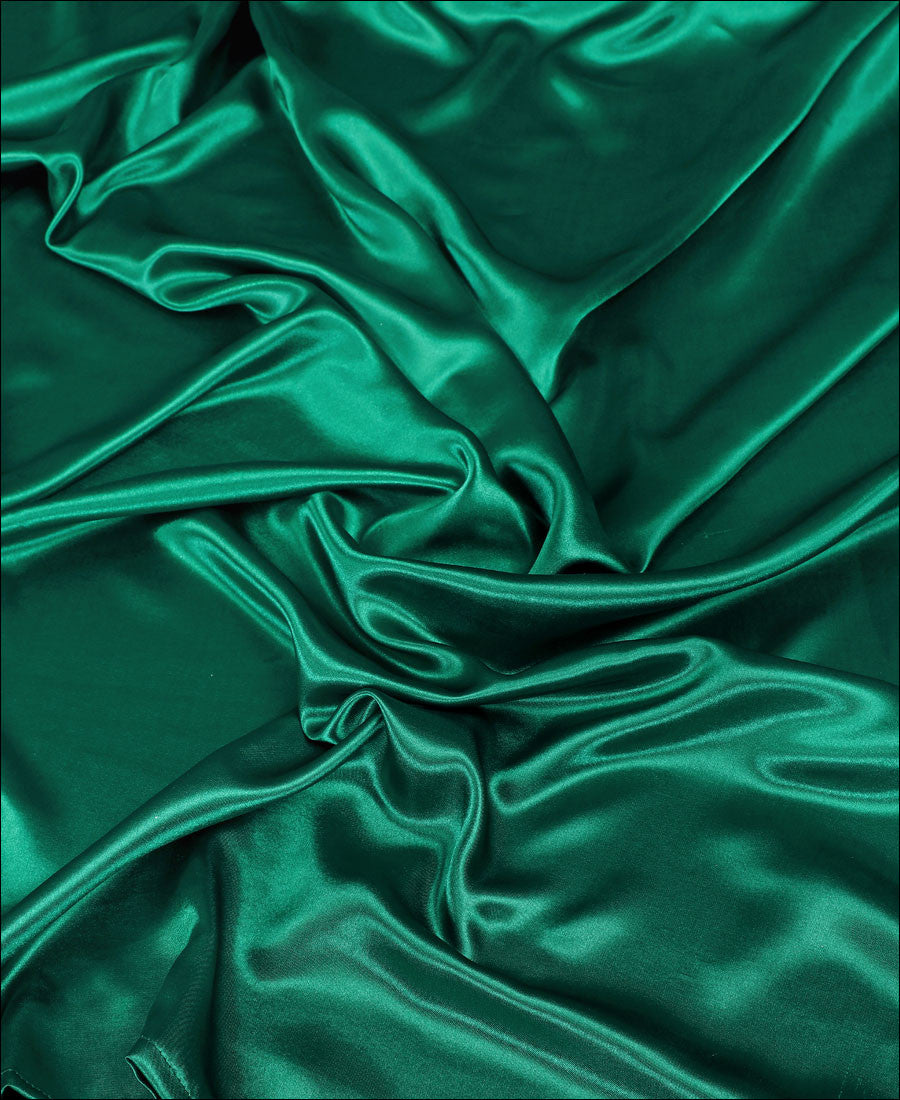 Plain Green Color Satin Silk Saree With Velvet Sequence Work Blouse