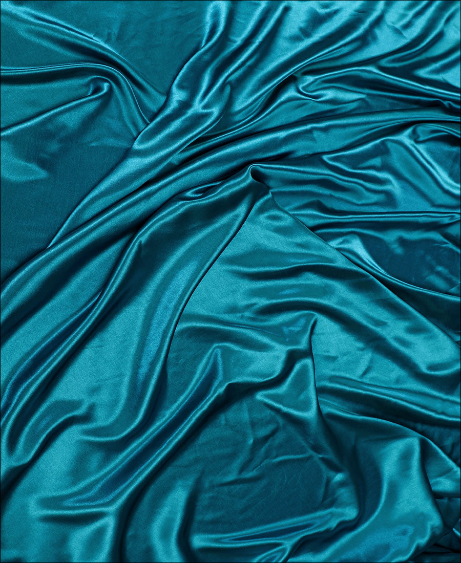 Plain Rama Color Satin Silk Saree With Velvet Sequence Work Blouse