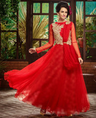 Kamal Fashion - Beautiful Red Georgette Designer Gown
