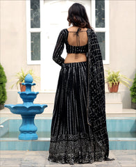 Georgette Sequence Work Designer Black Color Lehenga choli