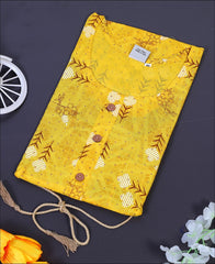 Yellow Colour Cotton Block Print Kurti