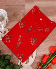 Red Coloured Cotton Block Print Kurti