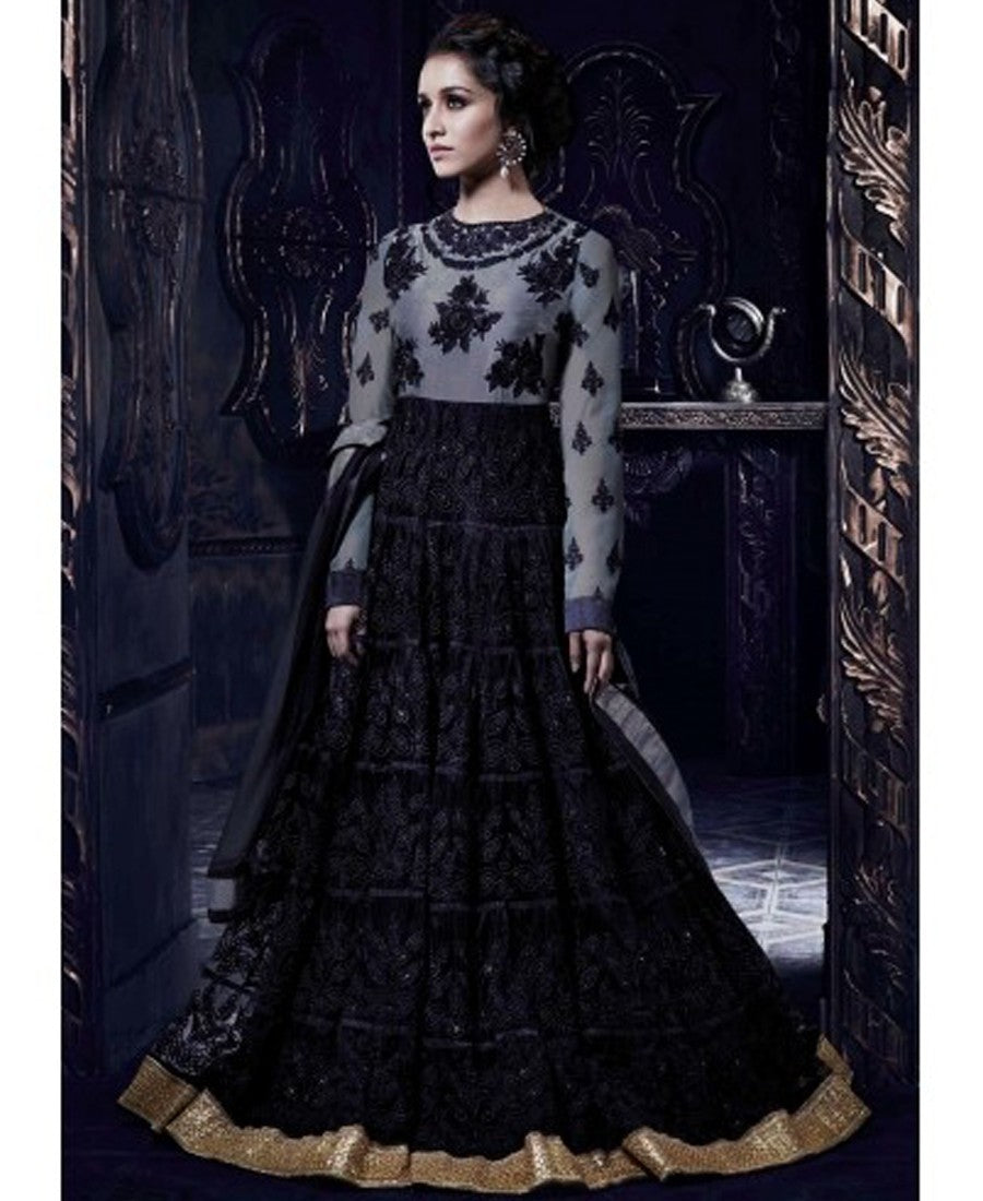 KF - Black banglori silk embroidered gown