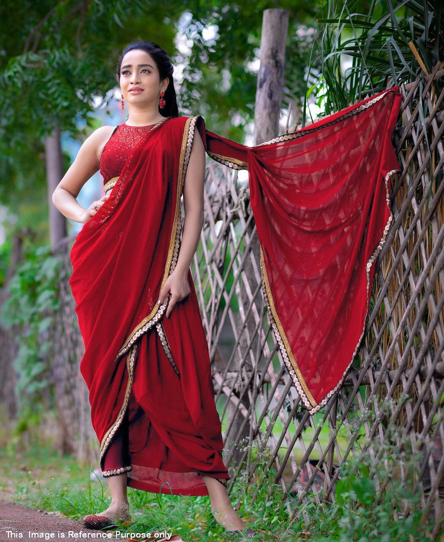 RE - Stylish Georgette Red color saree