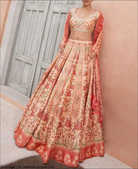 RE - Multi Colored Mouch Satin Digital Print Lehenga Choli