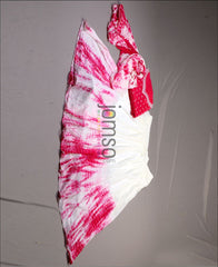 RE - White and Pink Colored Viscose Georgette Lehenga Choli