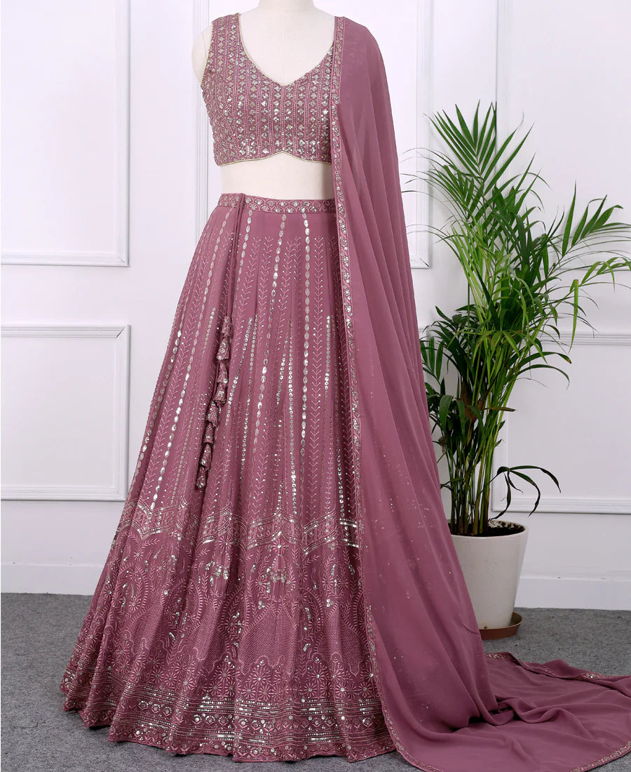 Trendy Pink Lehenga Choli with Shimmering Sequins Work