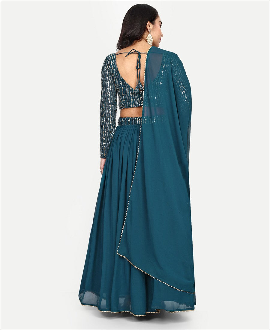 Deep Sea Blue Coloured Georgette Lehenga Choli