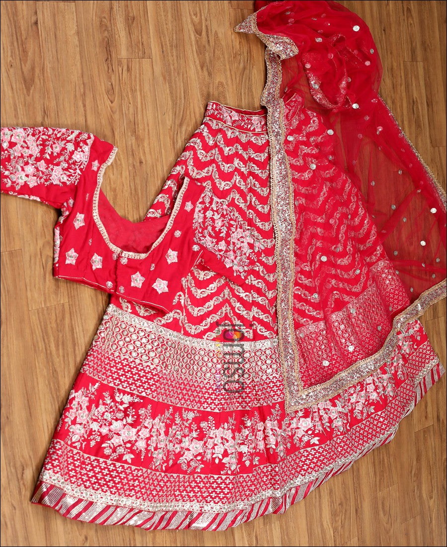 Red Colored Sequence Embroidery Work Georgette Lehenga Choli
