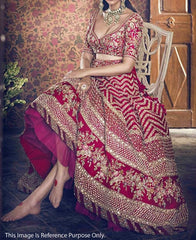 Red Colored Sequence Embroidered Georgette Lehenga Choli