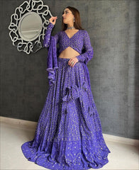 Party Wear Designer Purple Colored Lehenga Choli