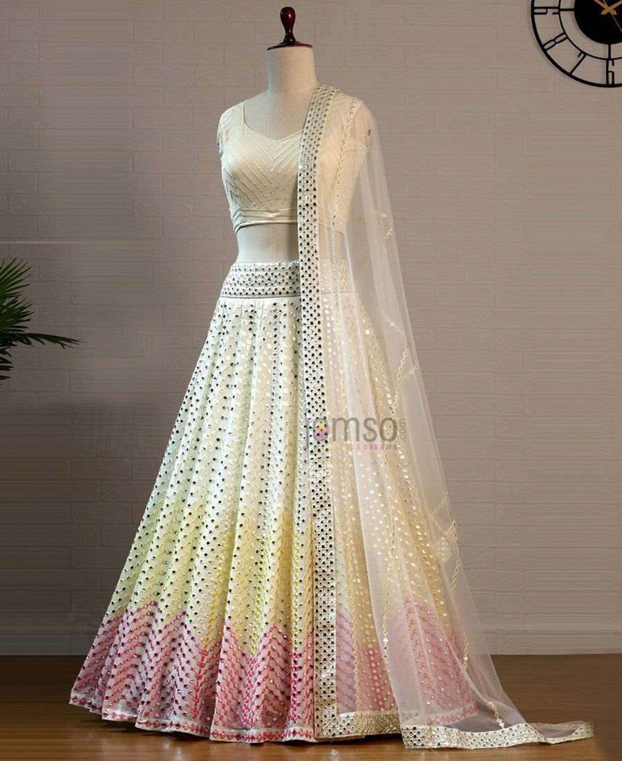 Multi Color Georgette Foil Mirror Work Designer Lehenga Choli