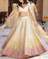 RE - Multi Color Georgette Paper Mirror Work Designer Lehenga Choli