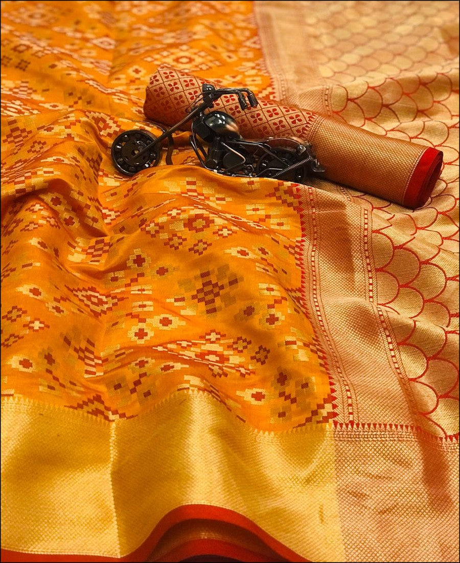 RE - Soft banarasi silk weaving work Yellow saree