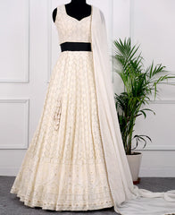 White Color Georgette Outfit with Dazzling Sequin Work